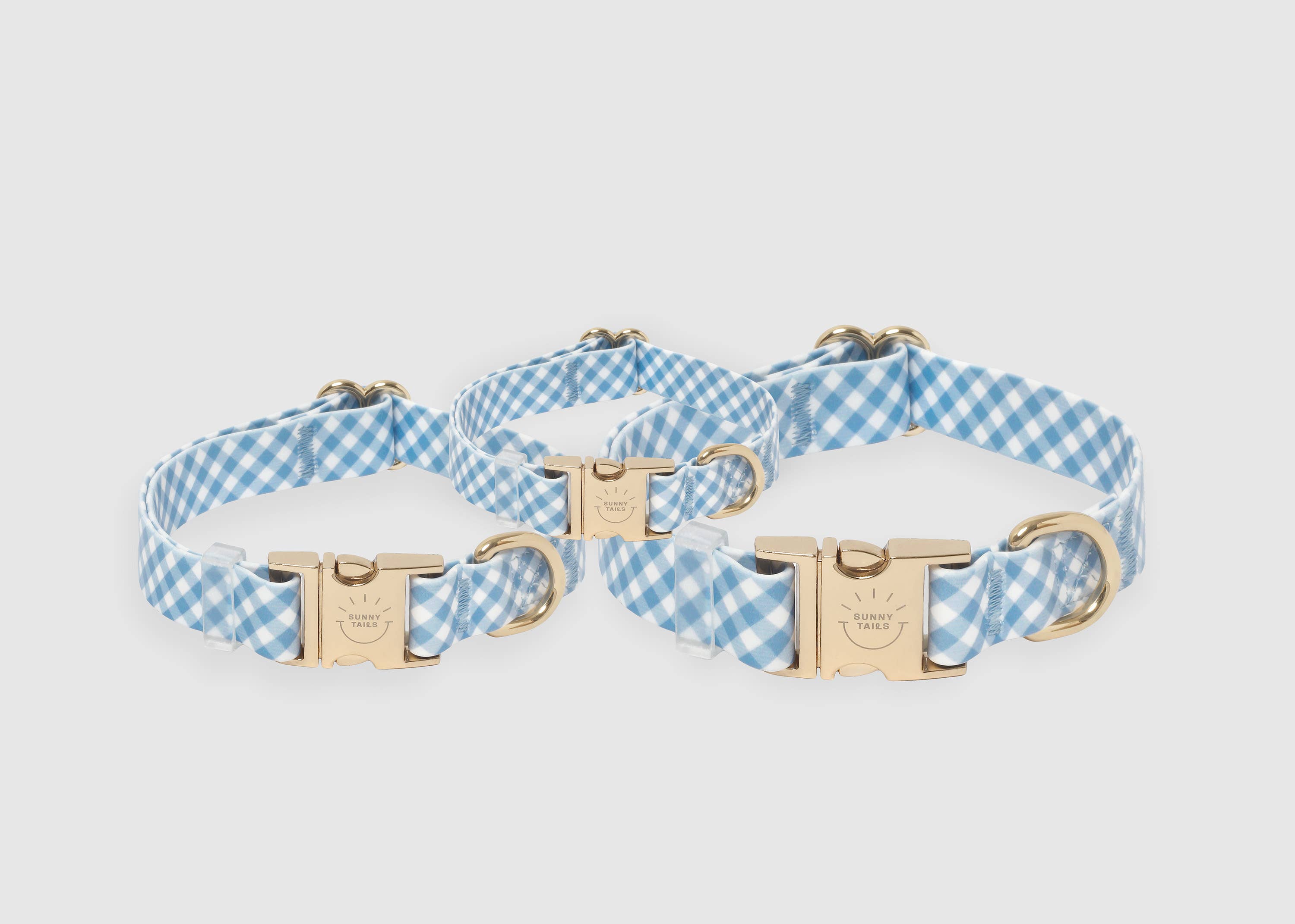 Malibu Blue Gingham Waterproof Dog Collar