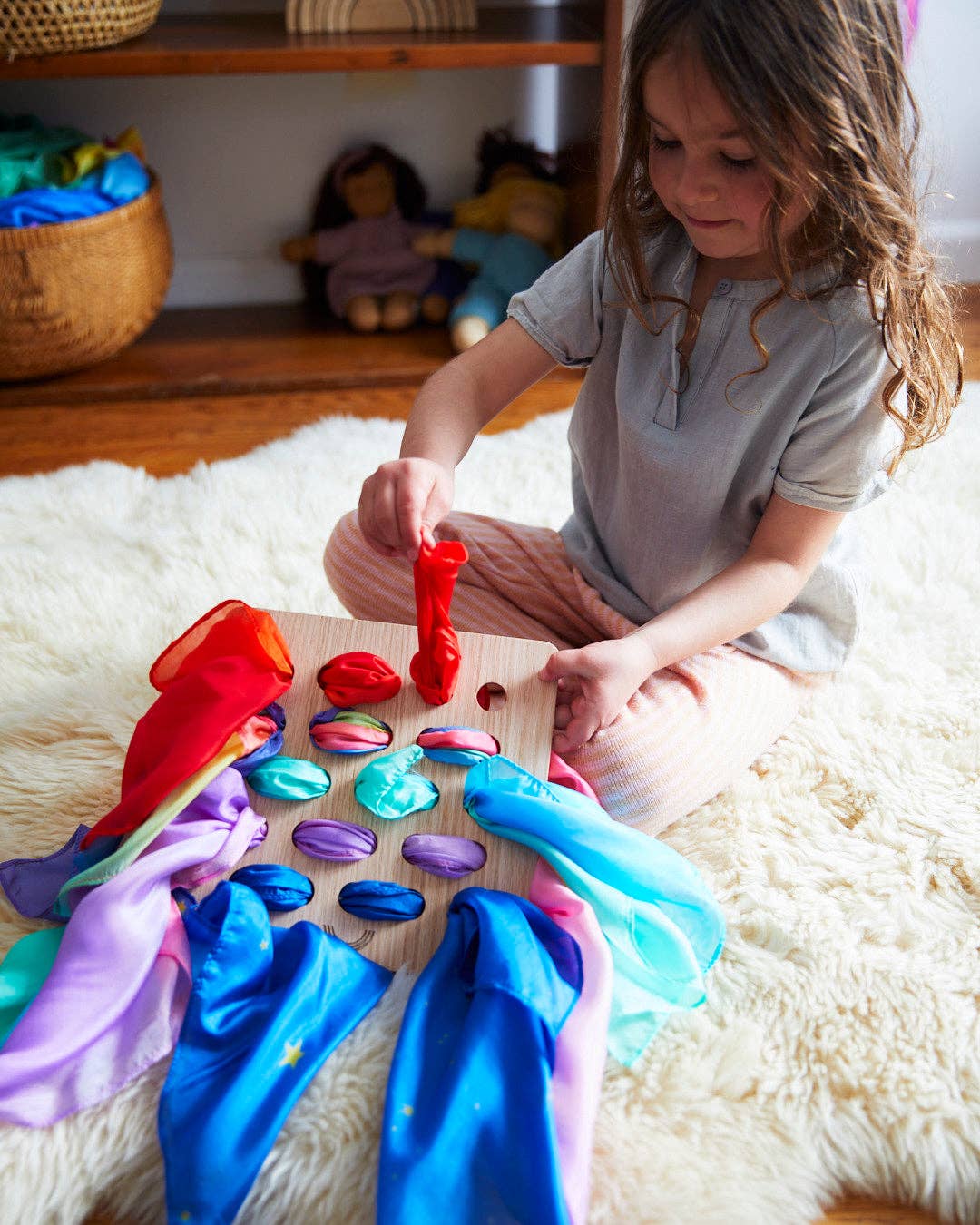 Wooden Weaving Board - Natural Waldorf Toy for Playsilks